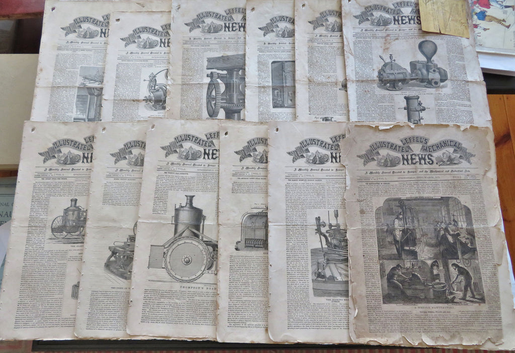 Leffel's Illustrated Mechanical News 1871-73 Ohio rare 1st years run x 12 issues