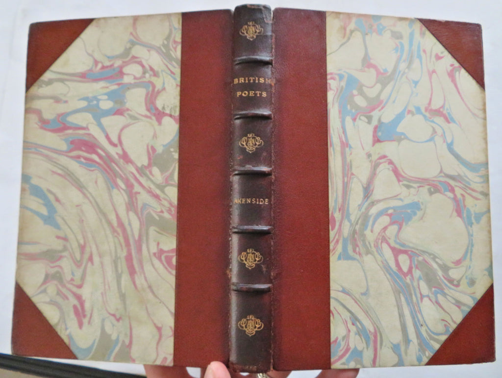 Mark Akenside British Poet Collected Works 1857 scarce leather poetry book