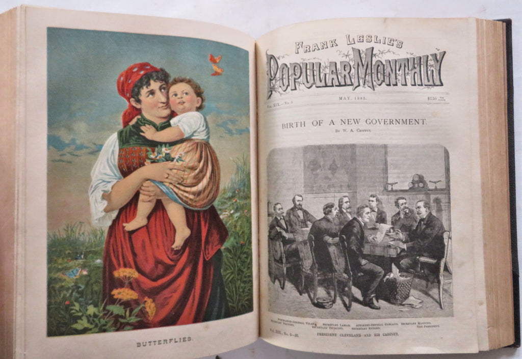 Frank Leslie's Popular Monthly 1885 rare leather book 100's wood engraved images