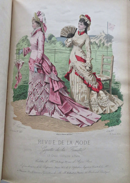 French Fashion w/ 67 lovely hand color plates 1875-76 Revue de la