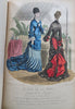 French Fashion w/ 67 lovely hand color plates 1875-76 Revue de la Mode book