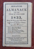 Miniature Almanack for 1833 Boston Planting Zodiac Calendar small book