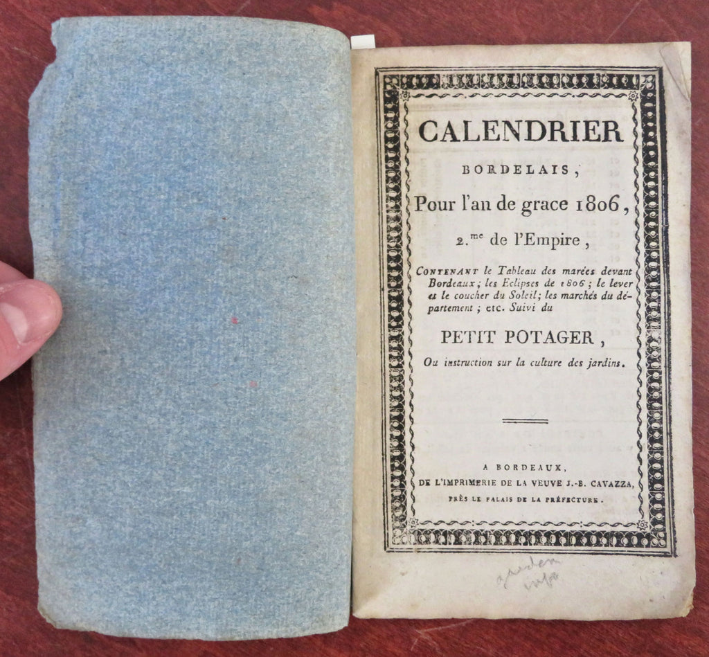 French Napoleonic Almanac 1806 w/ Gardening Tips rare booklet