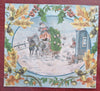 Santa Claus Visit Christmas Tree Sled Winter Scene c. 1880's color print