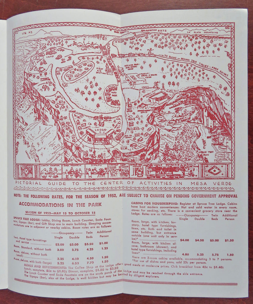 Mesa Verde National Park Colorado 1953 brochure cartoon pictorial maps brochure