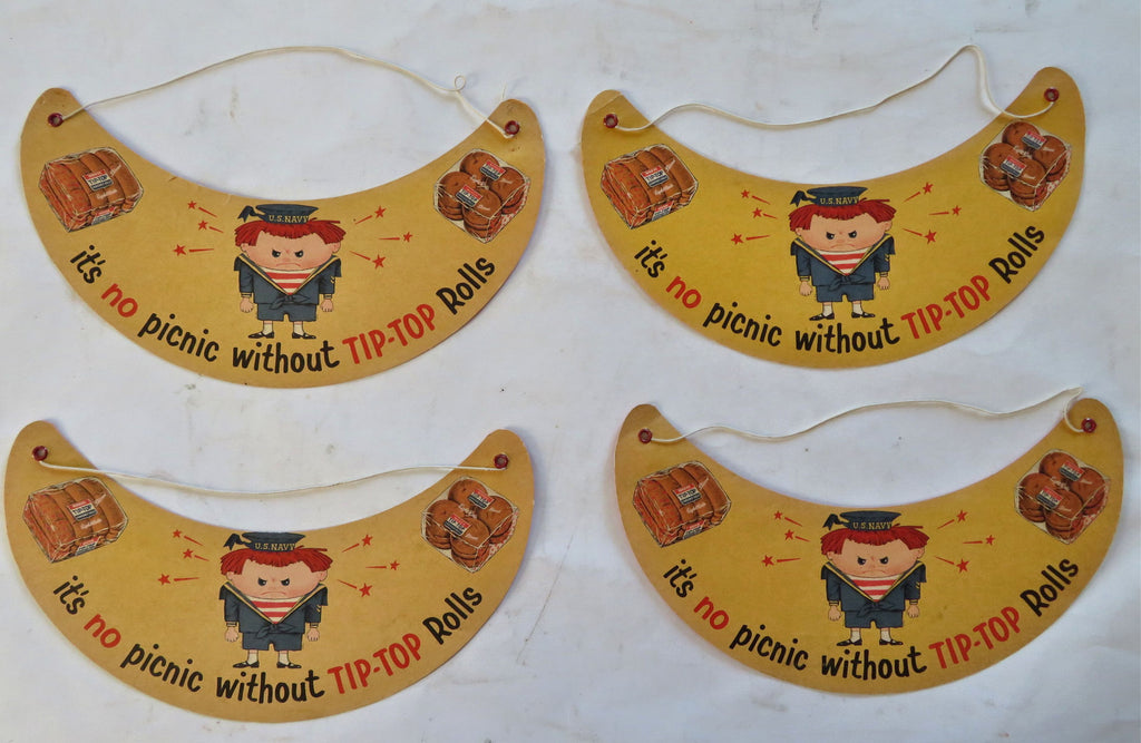 Tip-Top Bread Advertising Hats visors 1956 Lot x 4 pictorial Promo ephemera