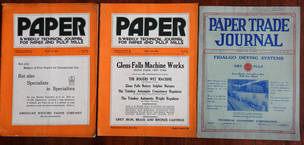 Paper Trade Journals 1918-1929 trade lot x3 magazines paper industry milling