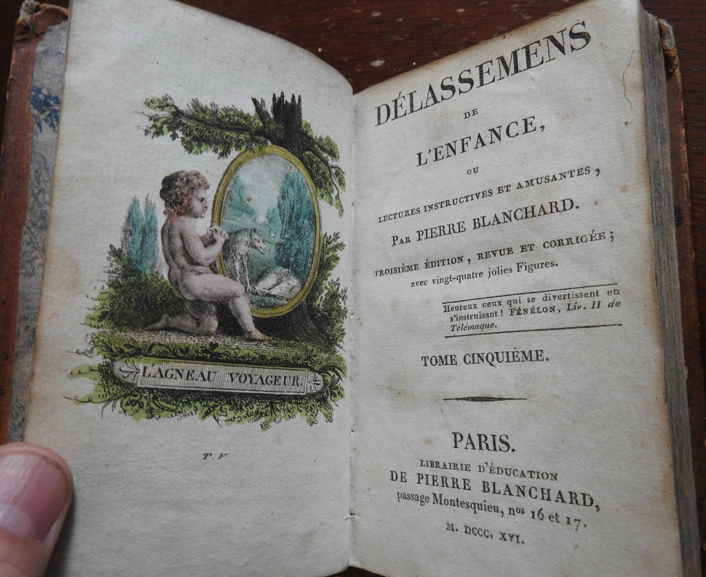 Childhood recreations 1816 Rare Pierre Blanchard 4 books w/ 15 hand color plates
