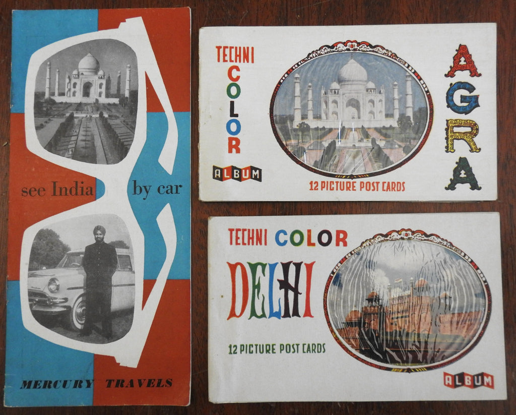 India Souvenirs c. 1950's Agra & Delhi Postcards Mercury Travel brochure