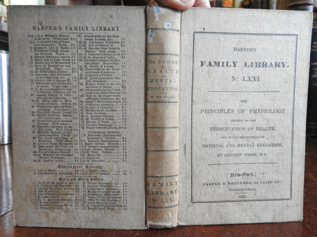 Principles of Physiology 1835 Combe Harper's Family Library science medicine