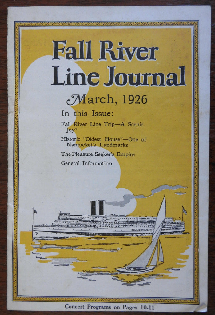 Fall River Line Journal March 1926 illustrated local magazine ocean liner cover