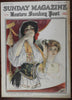 Beautiful Art Nouveau 1906 Boston color lithograph print lovely theatre women