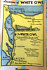 White Owl Cabins Lake Winnipesaukee New Hampshire c. 1940's tour brochure w/ map
