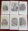 New York City Famous Buildings Churches Street Scenes 1871 Lot x 10 litho prints