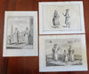 Tartary Asia ethnic views 1747 Basire lot x 3 Costume old Prints Portraits