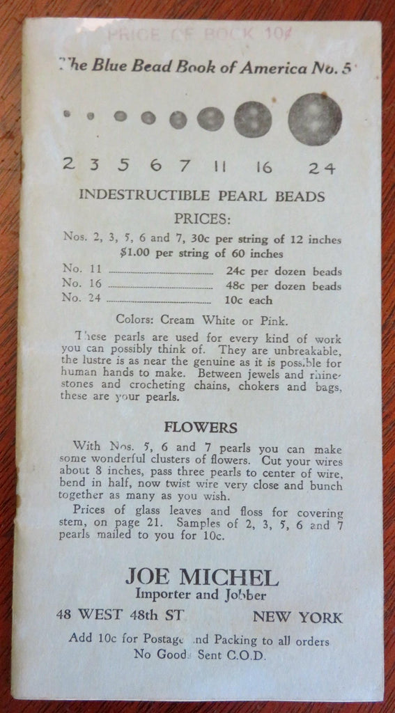 The Blue Bead Book of America No. 5 c. 1920's illustrated craft supply catalog