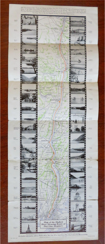 Hudson River strip map movie reel 1930's pamphlet art deco covers Manhattan map