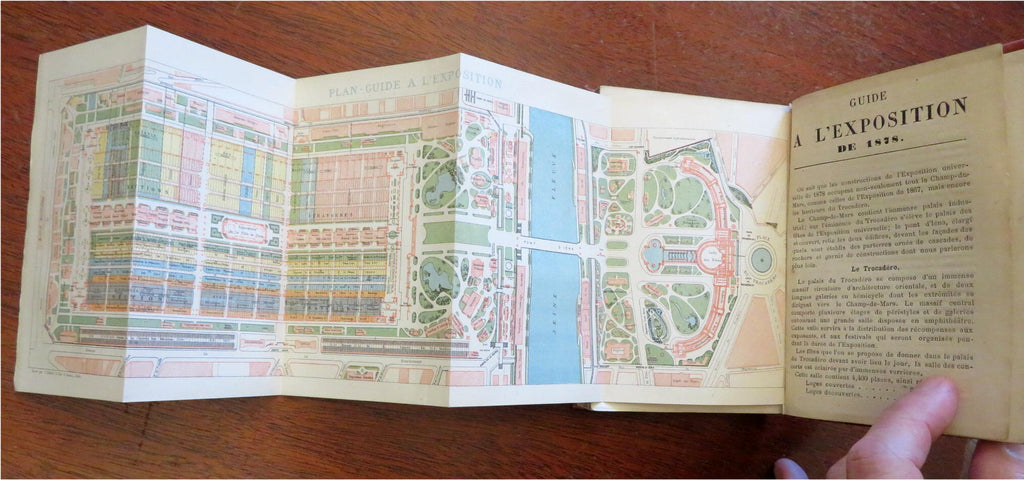 Paris Exposition 1878 Garnier rare guide book w/ large city plan & grounds maps