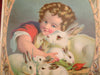 Portland ME Hallett color print 1881 Little Father Young Boy & Pet Rabbits