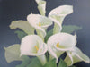 White Lilies in Greek Urn Still Life 1870's rare colorful printed graphic