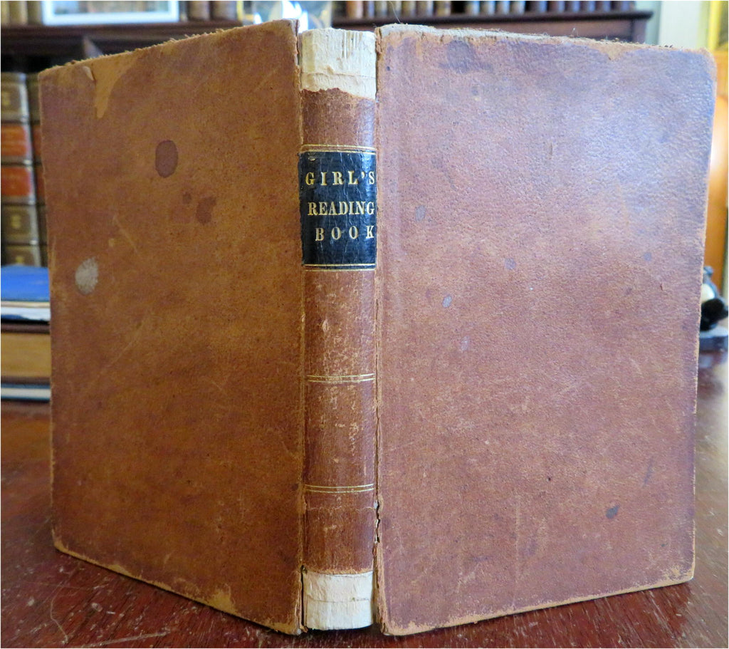 Reading Book for Girls Prose & Poetry 1845 Sigourney leather school text book