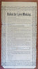 Rules for Love Making Dating Tips c. 1880's H.J. Wehman humorous advertisement