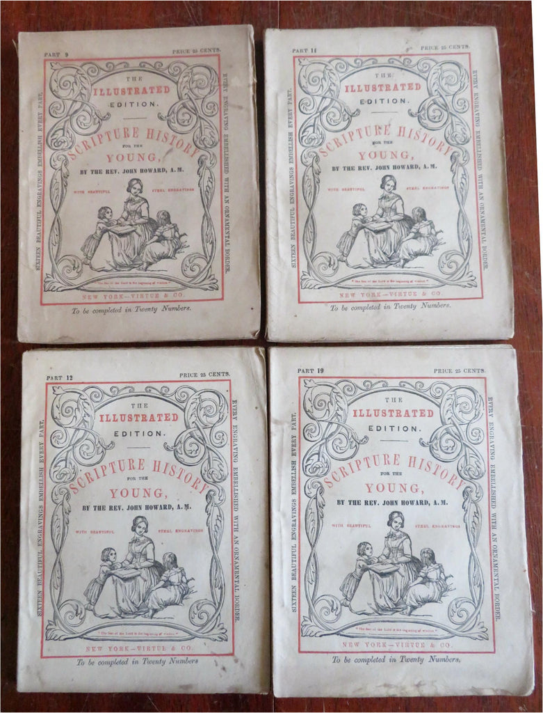 Bible Biblical History c.1860's lot x 4 rare juvenile magazines w/ 64 engravings