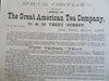Great American Tea Company 1877 advertising circular A&P company news price list
