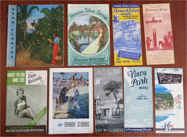 Florida Tourism c.1950's lot x 9 Brochures Lake Wales Silver Springs Marine land
