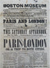 Boston Museum Theater Performance May 7th 1853 Broadside Announcement