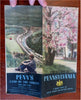 Pennsylvania pictorial cartoon road map c. 1935-9 promotional tourist brochure