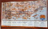 Chicago cartoon map c.1940's Marshall Field Bus Gray Line tourist promo brochure