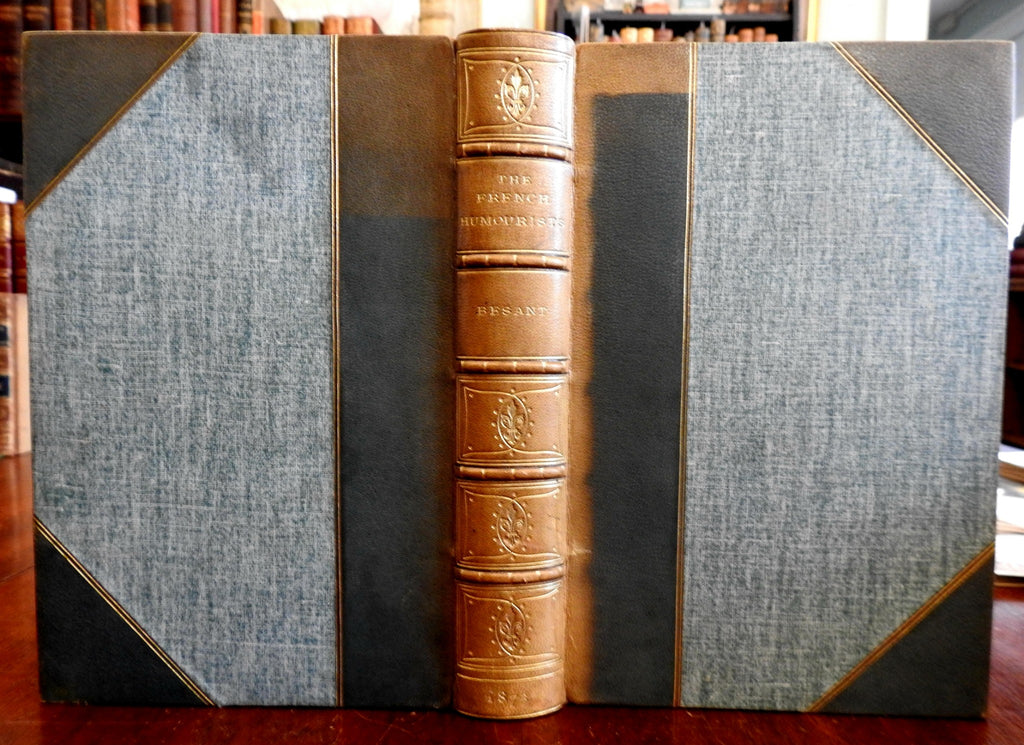 French Humorists Rabelais Moliere 1873 W. Besant signed Brentanos leather book