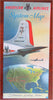 American Airlines Travel Routes System Map c. 1953 pictorial cartoon color maps
