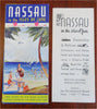 Nassau Bahamas Isles of June c. 1930's Lot x 2 Illustrated Travel Adverts w/ map