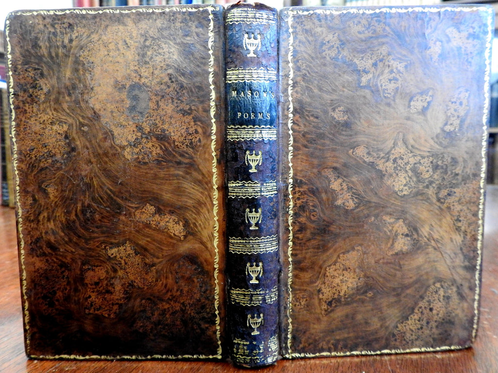 Mason's Poems collected w/ engraved portrait 1805 fine 19th century leather book