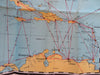 Pan American Flight Map East Coast New York Bahamas Caribbean c 1950's promo map