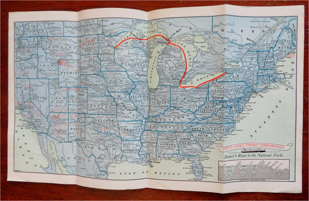 Great Lakes Cruises 1935 Season Illustrated Vintage Travel Brochure USA map