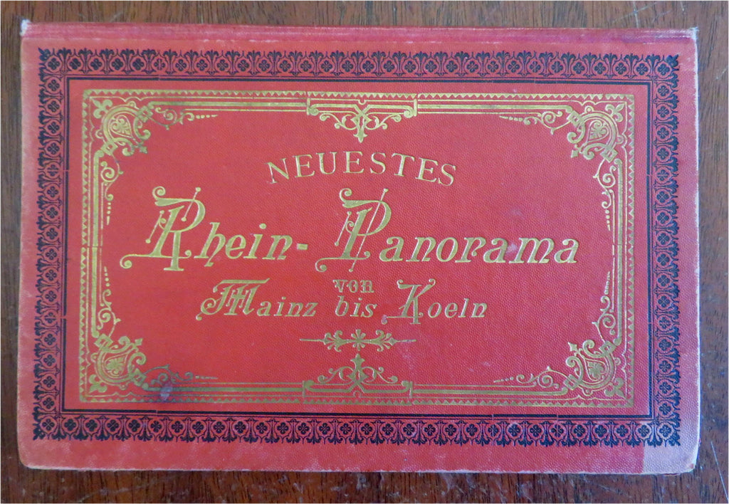 Rhine River Mainz Cologne 1880's Folding Panoramic strip Map Architectural Views
