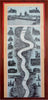 Rhine River Mainz Cologne 1880's Folding Panoramic strip Map Architectural Views