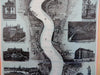 Rhine River Mainz Cologne 1880's Folding Panoramic strip Map Architectural Views