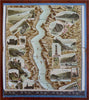 Rhine River Cologne Mainz Germany c. 1880's decorative panoramic map souvenir
