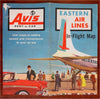 Eastern Air Lines Flight Maps Avis Car Rental 1957 promotional brochure