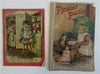 Juvenile Linen Books c. 1890's Lot x 2 Children's Stories Kittens Christmas