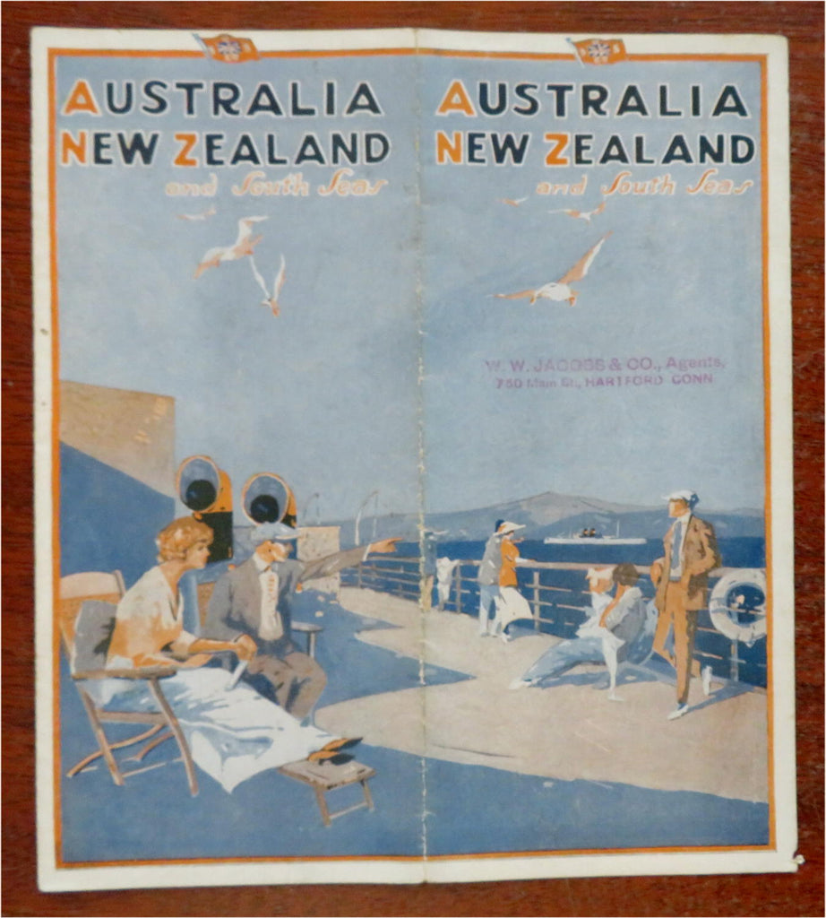 Australia New Zealand & South Pacific Travel Brochure Cruise 1920's advert & map