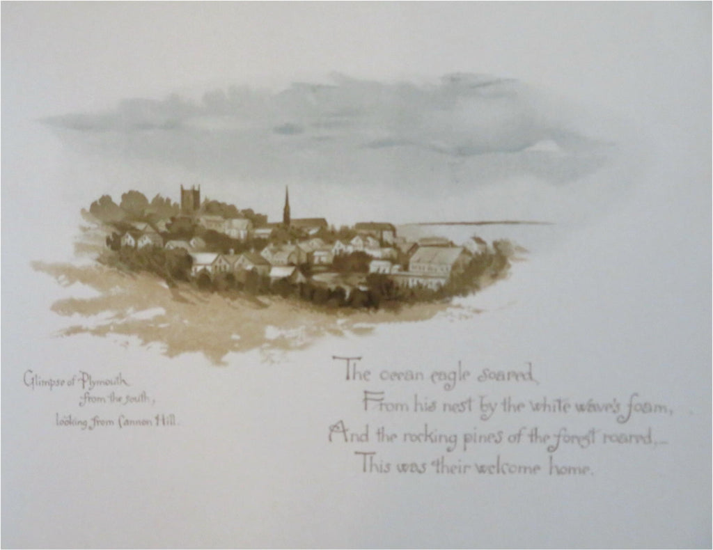 Old Plymouth Massachusetts 1889 Louis Prang Harlow color illustrated old book