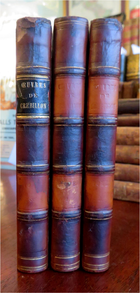 Claude de Crebillon French Novelist Collected Works 1802 leather 3 vol. set