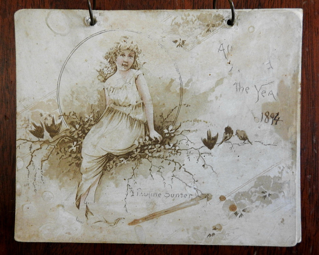 Flip Calendar for 1894 Twelve Chromolithographed images lovely old calendar