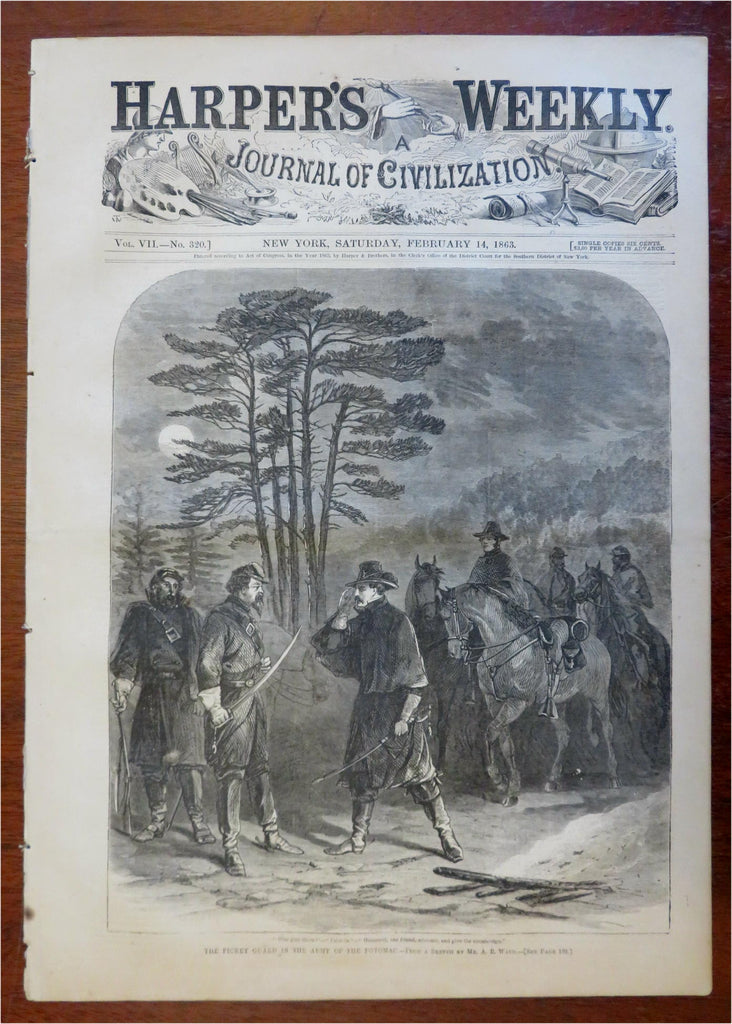 Army of Potomac Picket Guard Harpers Civil War newspaper 1863 complete issue map