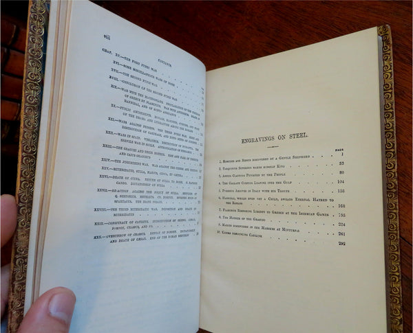 Livre Ancien "Histoire De Rome" Par Leech BD - Environ 1860 - Reliure Cuir, 10 Planches Couleur Main - Occasion